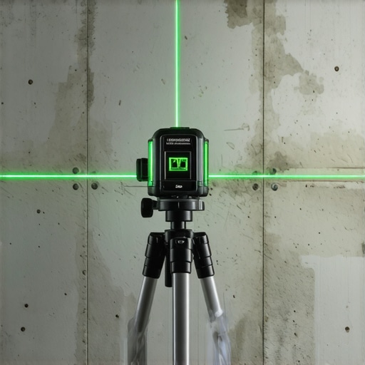 Laserski nivelir projektuje preciznu zelenu liniju na zid za montiranje polica