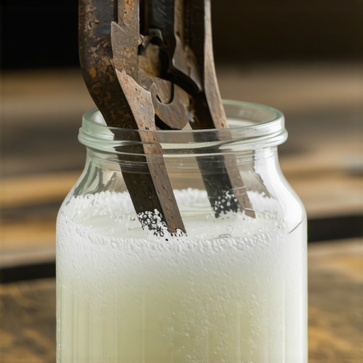 Stara zarđala klešta u tegli sa sirćetom na radnom stolu