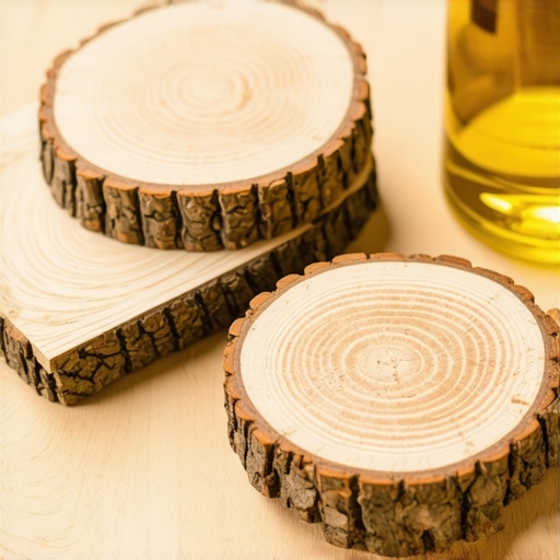 Ručno rađeni podmetači od drveta na radnom stolu sa alatom