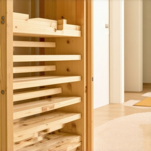 Sastavljanje drvene police za cipele Detaljan prikaz spajanja drvenih letvica za policu u hodniku