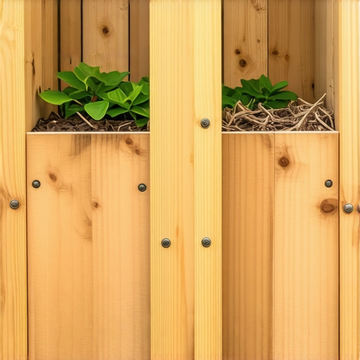 Close-up drvenog kompostnika sa razmacima između letvica za ventilaciju u maloj bašti
