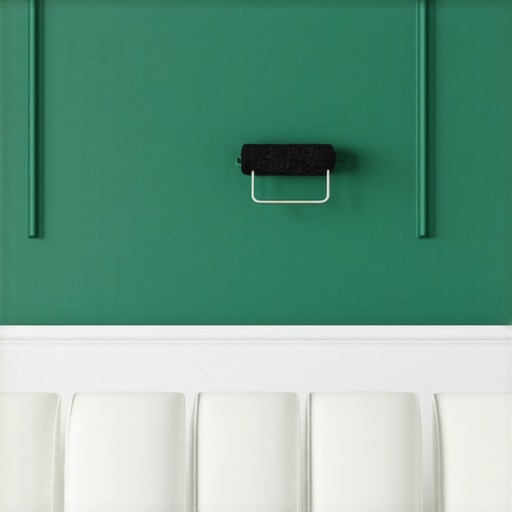 Savršeno ofarban akcentni zid u dnevnoj sobi Postupak farbanja jednog zida u smaragdno zelenu boju u dnevnoj sobi