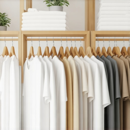 Unutrašnjost minimalističkog ormara sa drvenim vešalicama i složenom odećom