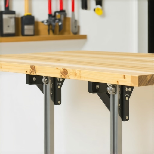 Sklopivi drveni šank montiran na zid u malom stanu sa fokusom na nosače