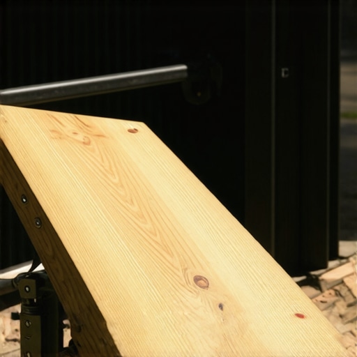 Detalj drvenog sklopivog stola za mali balkon koji visi na ogradi