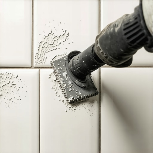 Postupak mehaničkog skidanja stare fug mase sa pločica u kupatilu