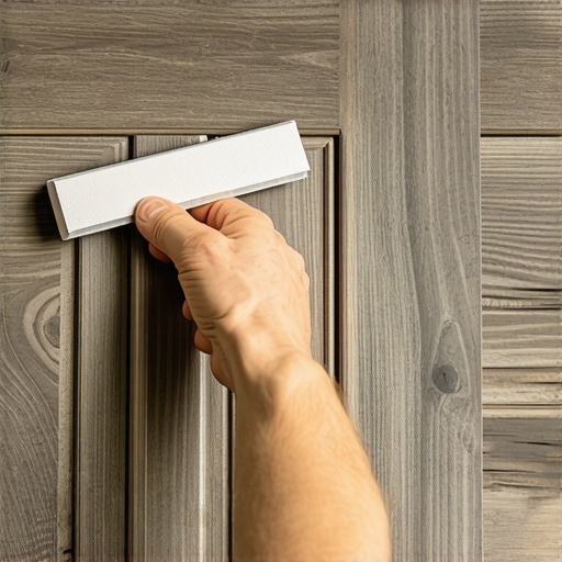 Nanošenje samolepljive folije na kuhinjski element pomoću filcane špatule