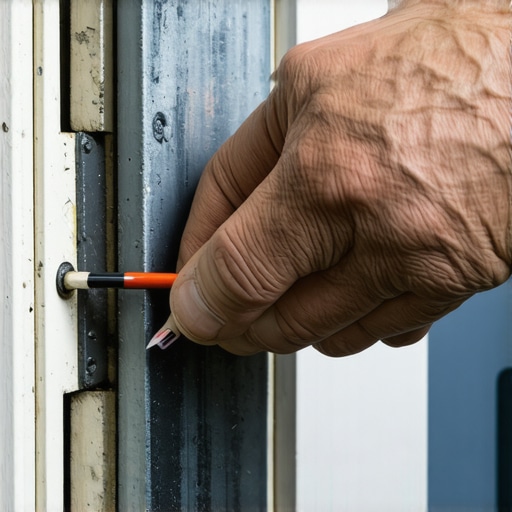 Majstorska ruka nanosi grafit iz olovke na škripavu šarku vrata