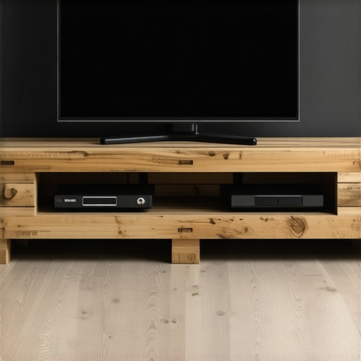 Moderna TV polica od paleta sa skrivenim spojevima u dnevnoj sobi