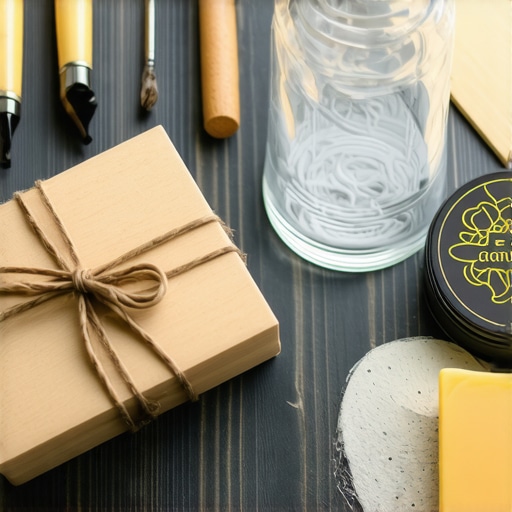 Radni sto sa alatom i personalizovanim poklonima od drveta i stakla