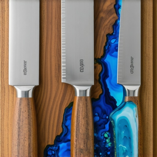 Ručno rađen magnetni stalak za noževe od drveta i smole u modernoj kuhinji