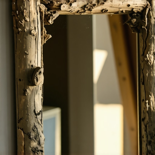 Unikatno ogledalo od suvih grana Detalj ručno rađenog okvira za ogledalo od prirodnih suvih grana