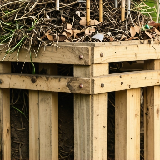 Konstrukcija kompostnika od drvenih paleta u dvorištu