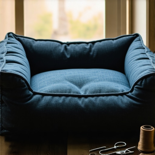 Čvrst i dugotrajan ručno pravljen krevet za psa od recikliranog materijala sa detaljem skrivenog rajsferšlusa.