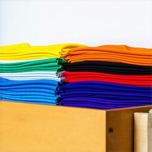 Uredno složene pamučne majice vertikalno u drvenoj fioci ormara