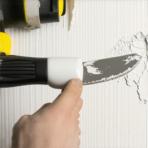 Majstor popravlja rupu u zidu gletaricom i filerom