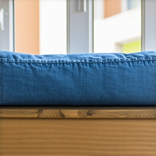 Stare farmerke korišćene kao izolacija protiv promaje na drvenom prozoru