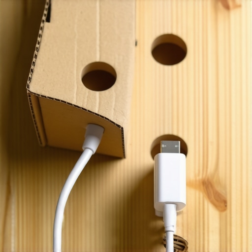 Organizovana kutija za punjače sa kablovima na radnom stolu