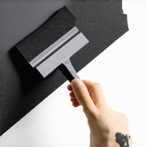 Nanošenje samolepljive folije na zid gumenim brisačem