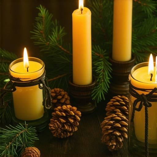 Ručno rađena dekoracija za slavu sa borovim granama i pčelinjim voskom