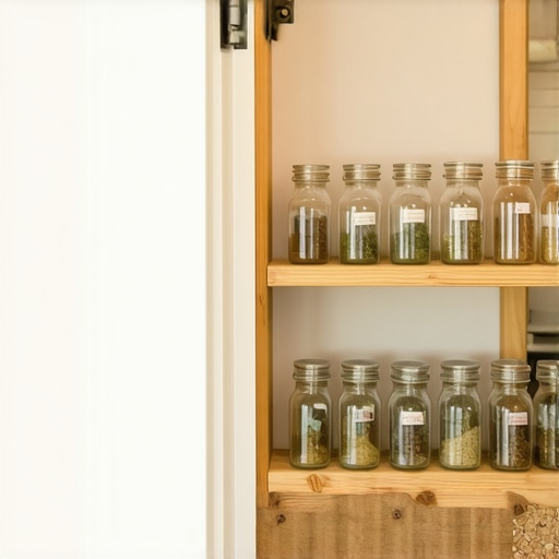 Unutrašnja strana vrata kuhinjskog ormarića sa montiranim policama za začine