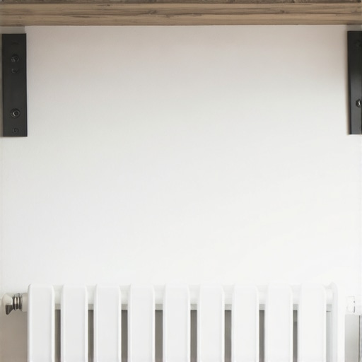 Drvena polica postavljena iznad radijatora sa pravilnim razmakom za cirkulaciju vazduha