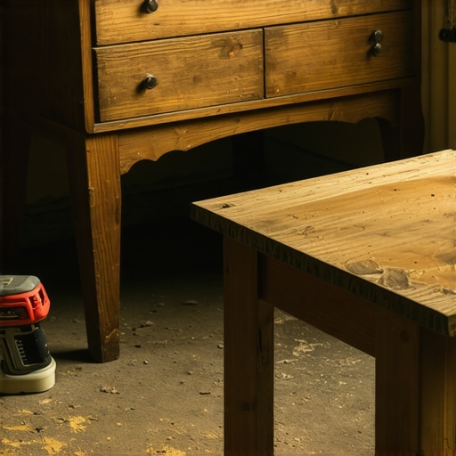 Stara drvena komoda u procesu prepravke u klupu za predsoblje u radionici